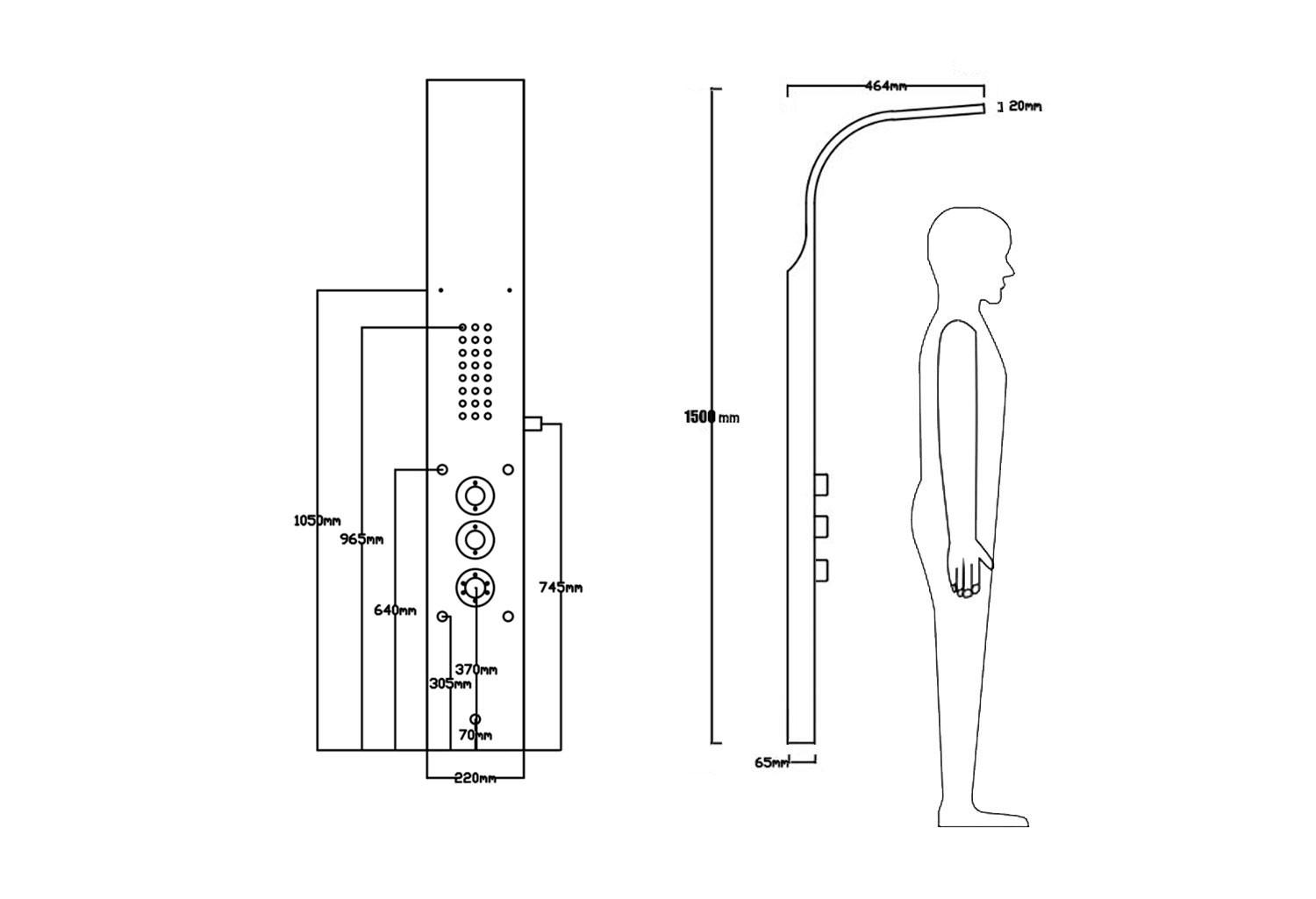 COLUMNA HIDROMASAJE ALU TERMOSTATICA ARROW